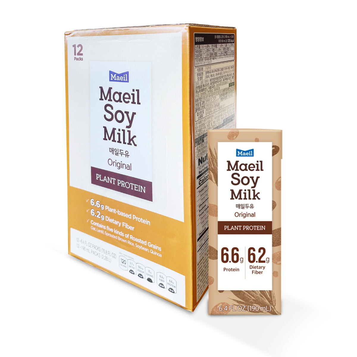 韩国Maeil Soy Milk Original 6.4 fl.oz(190ml) 12 Packs Vegan