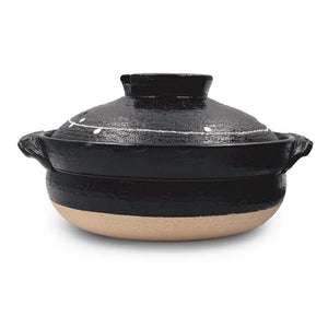 Kuroyu Black + White Line Dot Banko Donabe Clay Pot 90fl oz 10” Dia 黑色 白点 土锅