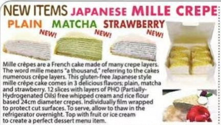 Japanese Mille Crepe Cake Matcha 12pc 日本抹茶千层蛋糕 12块 Frozen 冷冻 Gluten Free 无麸