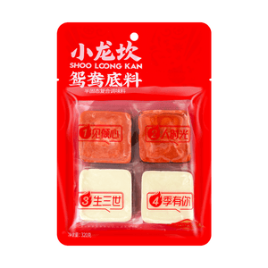 小龙坎 XLK Hot Pot Seasoning Spicy & Original  鸳鸯火锅 底料 320g/pkg 80g*4  麻辣红汤2粒+三鲜清汤2粒