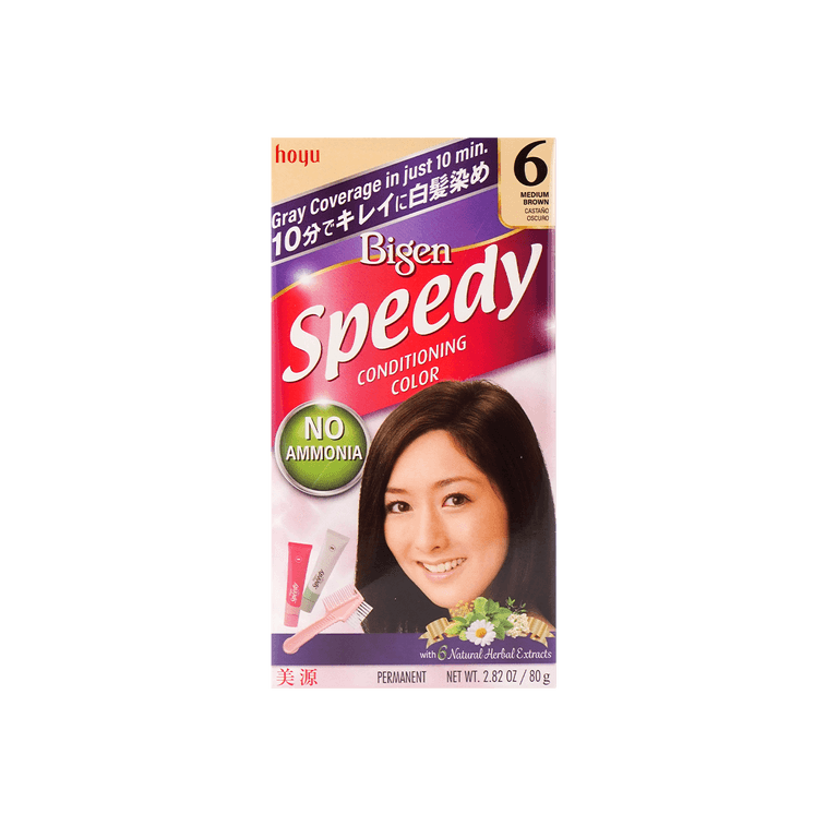 HOYU 美源 BIGEN Speedy Conditioning Color #06 Medium Chestnut 女士用 快速 染发剂 #06 中栗色 附双头染发梳【可遮白发】