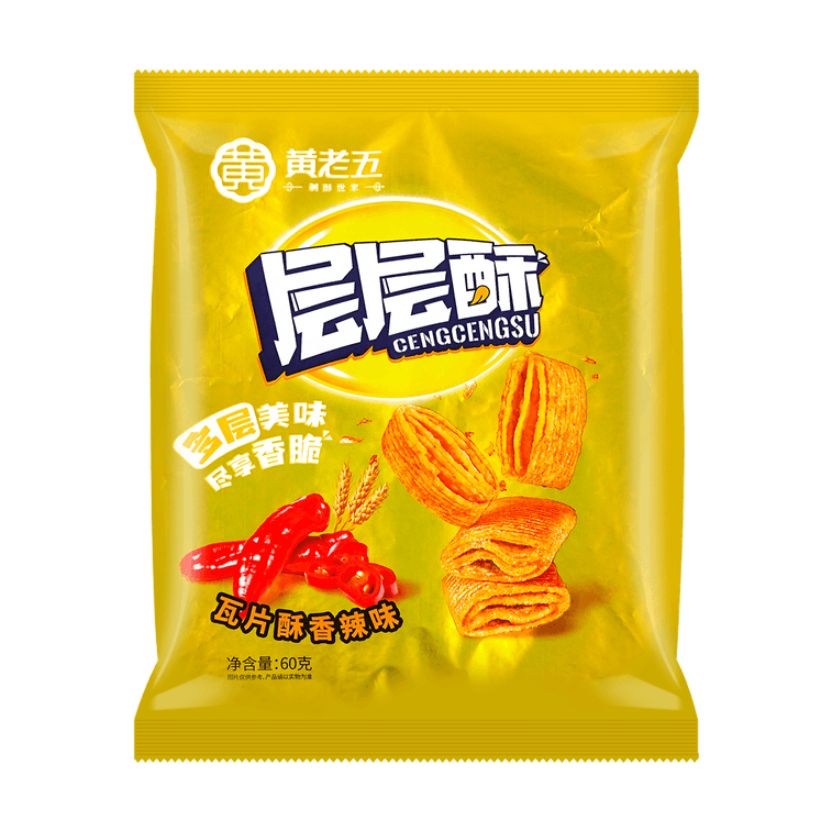 黄老五 层层酥 瓦片多层 锅巴酥 香辣味 Wheat Cracker Spicy 60g