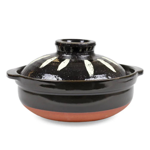 Black Tokusa Ceramic Coated Donabe Earthenware Pot 83fl oz. 8.9 Dia 黑色 陶瓷涂层 土锅