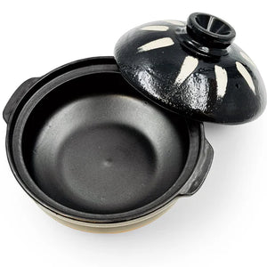 Black Tokusa Ceramic Coated Donabe Earthenware Pot 83fl oz. 8.9 Dia 黑色 陶瓷涂层 土锅