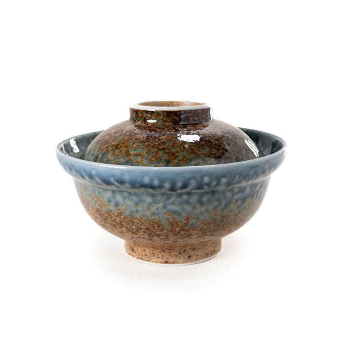 AINAGASHI BLUE EARTHY DONBURI BOWL 13 FL OZ / 6.26" DIA 盖饭碗