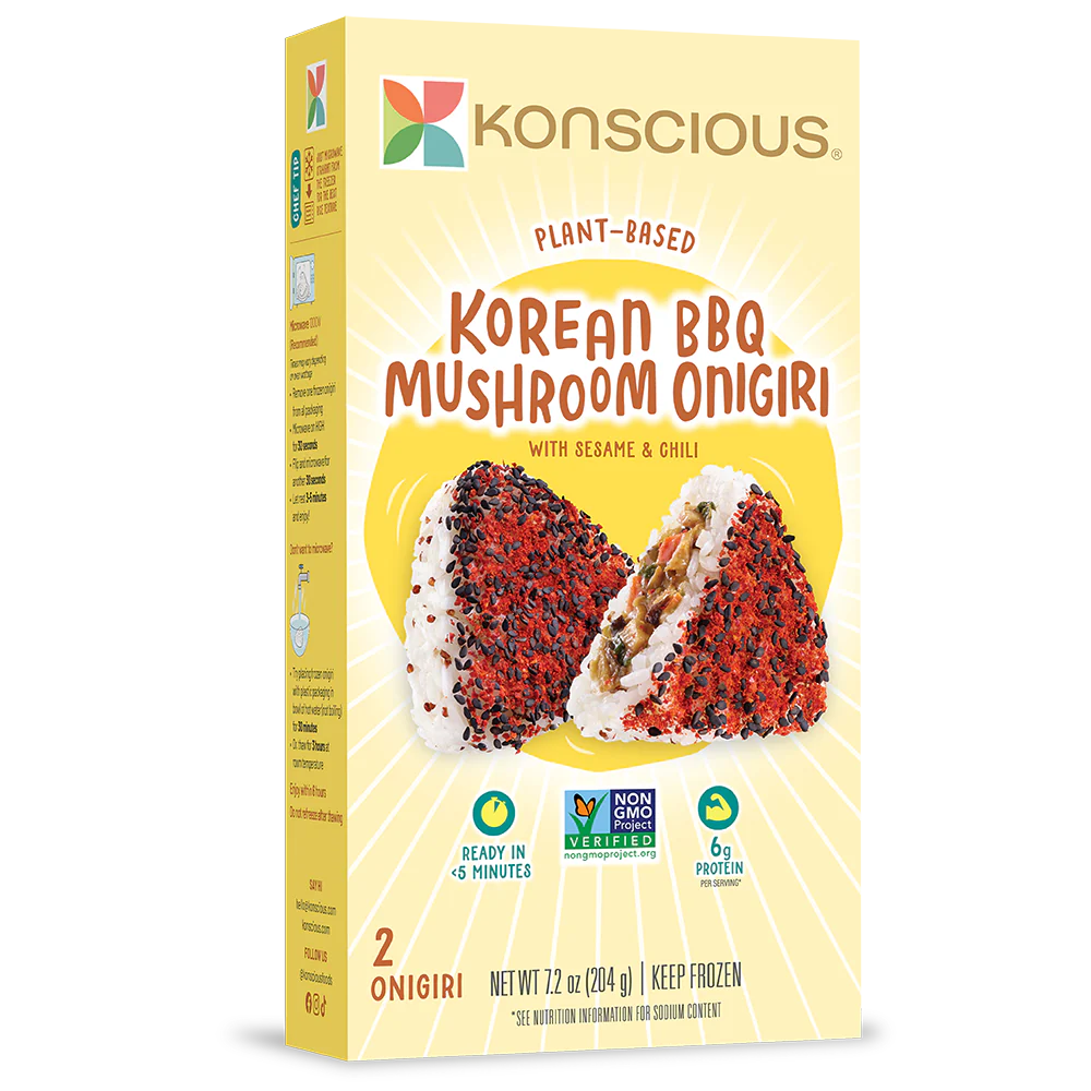 Konscious Korean BBQ Mushroom Onigiri With sesame and chili 100% Plant Based 2pc 纯素 香菇 饭团 2枚入