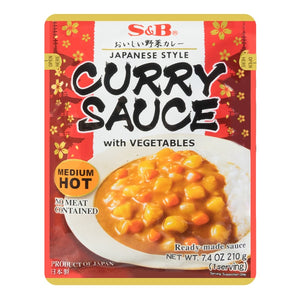 S&B Microwavable Curry Sauce with Vegetables Medium Hot 210g 微波即食 蔬菜 咖喱 调料包