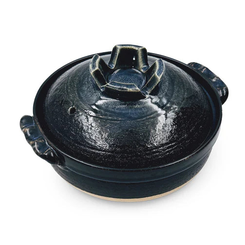 Ruriyu Cobalt + Black Donabe Clay Pot 50fl oz. 8.5 Dia 黑色 深蓝 土锅