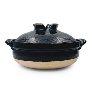 Ruriyu Cobalt + Black Donabe Clay Pot 88fl oz. 9.8 Dia 黑色 深蓝 土锅