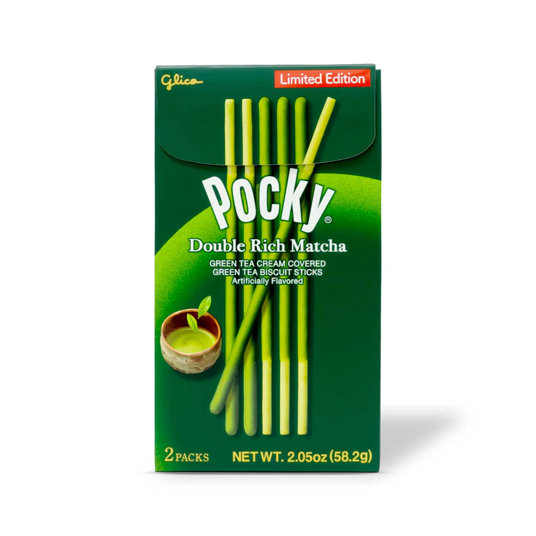 GLICO Pocky Double Rich Matcha Cream Biscuit Stick 双重 抹茶 巧克力 饼干棒 2.05oz【Limited Edition】