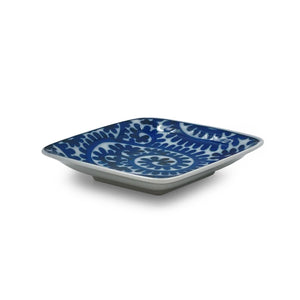 Blue Karakusa Soy Sauce Dish 3.5" x 3.5" 蔓藤花纹 酱油碟