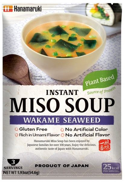 Hanamaruki Instant Miso Soup Seaweed 纯素味噌湯 海苔 3 servings 1.94oz