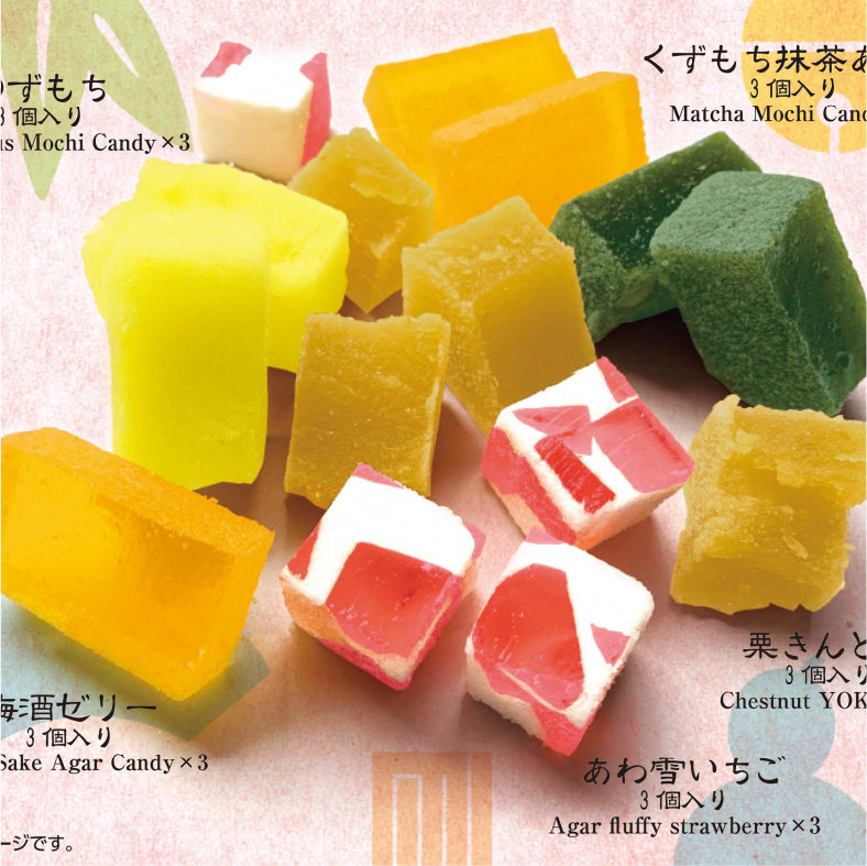 日本 节日礼盒 糯米糍 五种口味 减糖 Tsuyamaya Kinoka Iroiro Agar Jelly 348g/ 12.27oz(15Pcs)