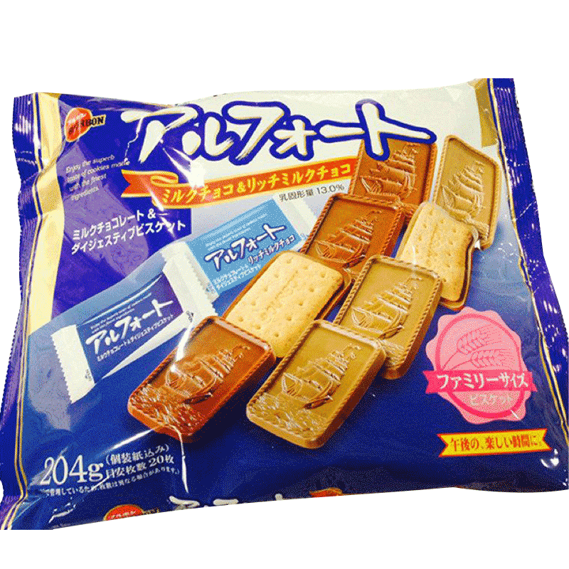 日本进口 Bourbon Alfort Chocolate Wheat Crackers 巧克力全麦饼干  日本人无法戒掉的零食第4名