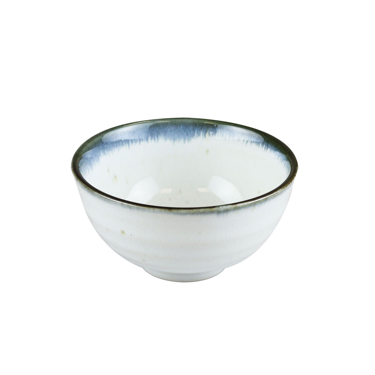 Shirokinyo Ivory Speckled Rice Bowl with Indigo Rim 象牙色 斑点 靛蓝边 饭碗 13.5 fl oz / 4.96" dia