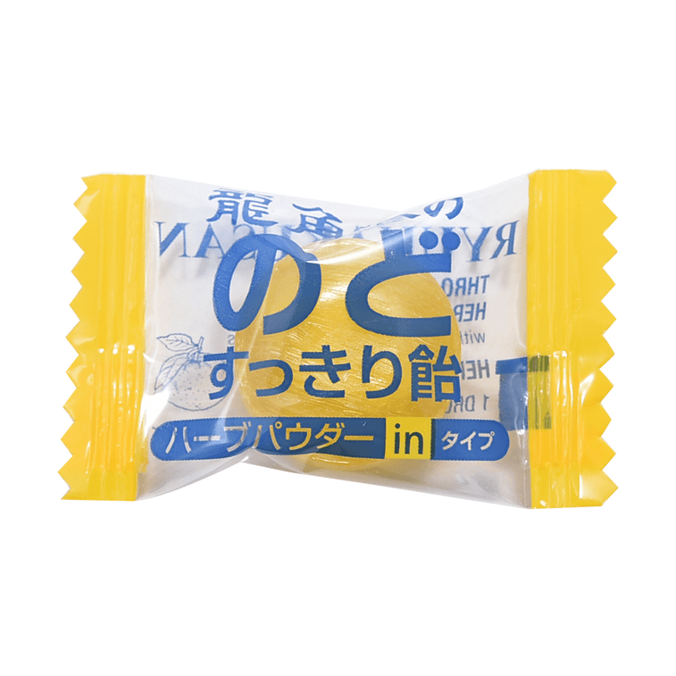 日本进口 龙角散 RYUKAKUSAN 草药夹心 润喉糖 柚子口味 Herbal Throat Drops Yuzu Flavor 80g