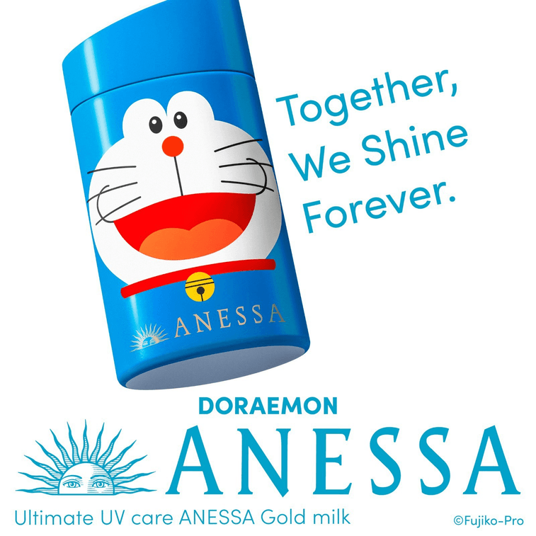 SHISEIDO 资生堂 ANESSA 安耐晒 Limited Doraemon Sunscreen 哆啦A梦限定 小金瓶 笑脸款 水能户外 清透 防晒乳 SPF50 60ml