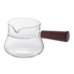 Heat Resistant Glass Open Teapot Wooden Handle 8.5 fl oz - No Lid 耐热玻璃 开口 茶壶 木柄 无盖