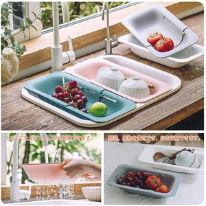 日本 沥水篮 Over the Sink Colander Strainer Basket 横向纵向单双槽任意调节尺寸