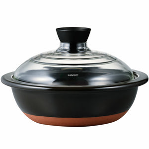 日本 HARI 红点设计大奖 万古烧 土锅 Hario Donabe Clay Hot Pot with Glass Lid 67 fl oz / 8.9" dia