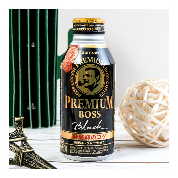 日本 三得利 Suntory Premium boss 无糖奶便携黑咖啡 390ml 无酸味