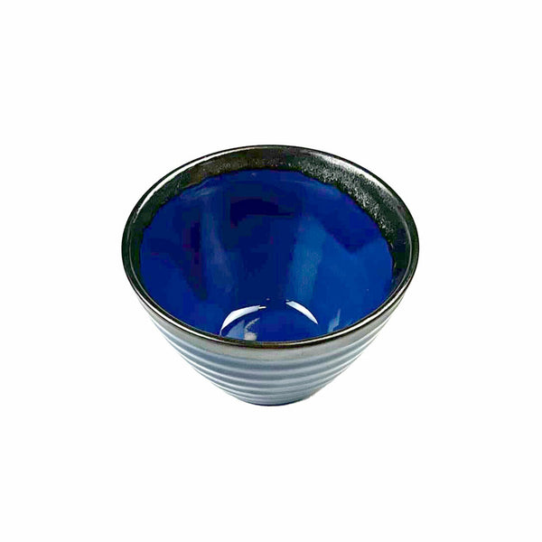 日本制蓝色条纹饭碗小碗茶碗Blue Ridged Kobachi Small Bowl 4.7 fl oz