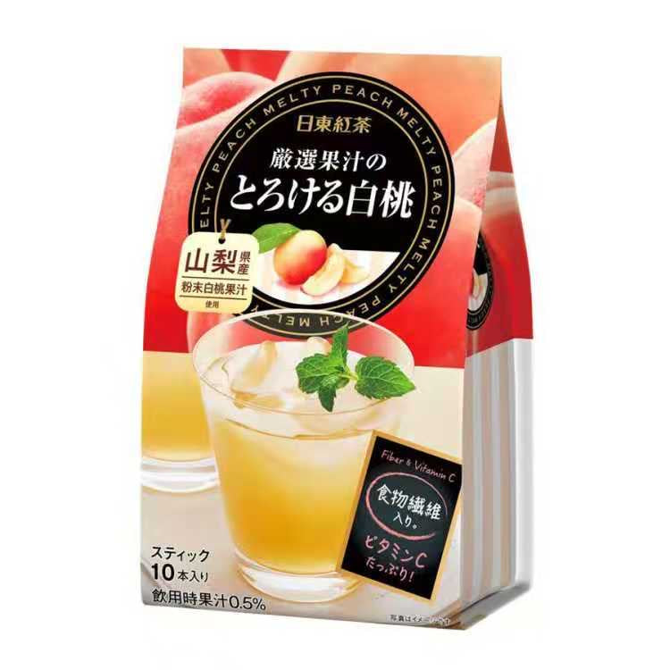 日本进口 日东红茶 严选山梨县白桃水蜜桃 果汁饮品 10条