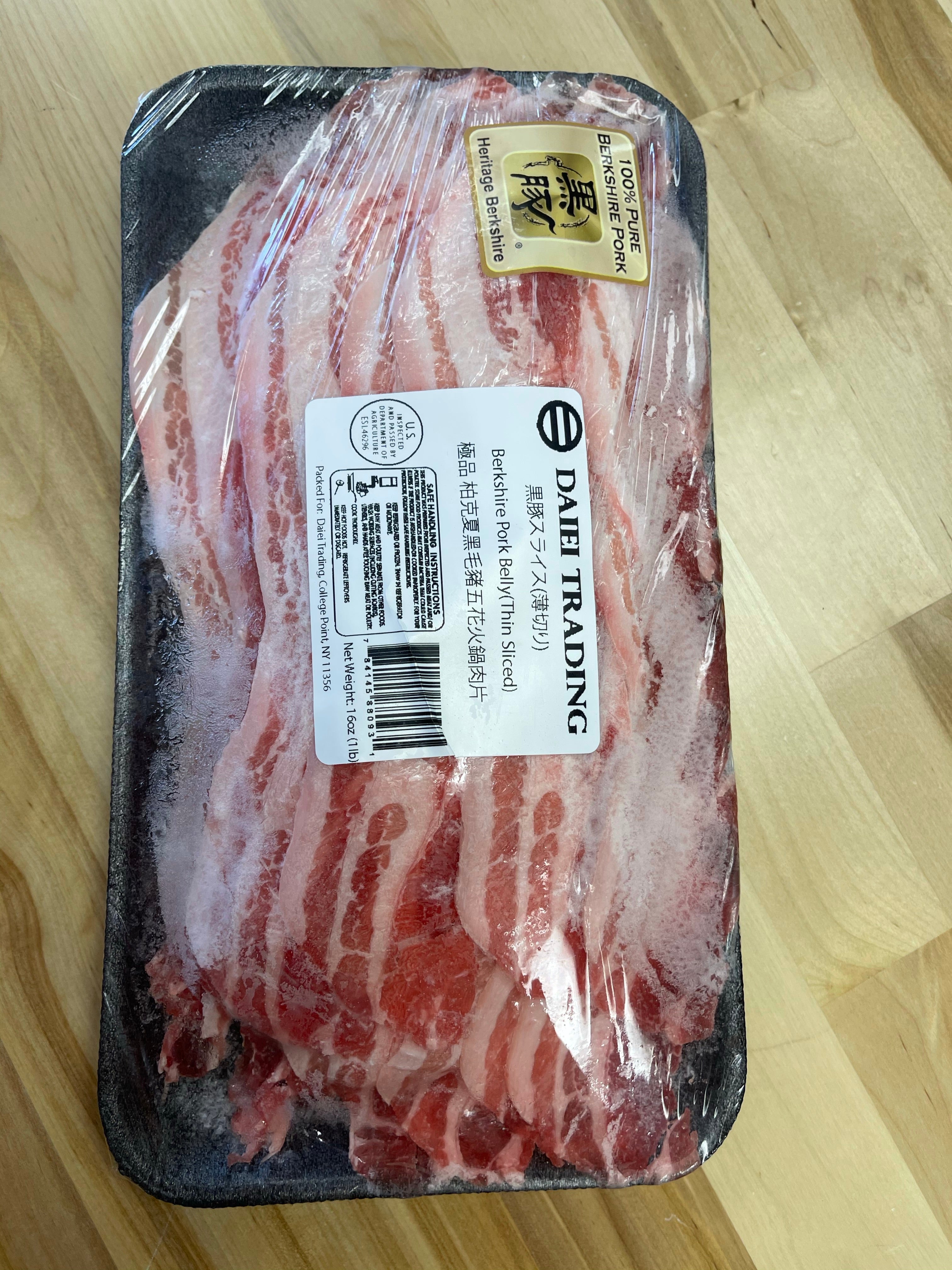 Heritage 顶级黑豚 五花肉 薄片 薄切 Berkshire Pork Belly Thin Slices 1lb 极品 无抗生素激素养殖