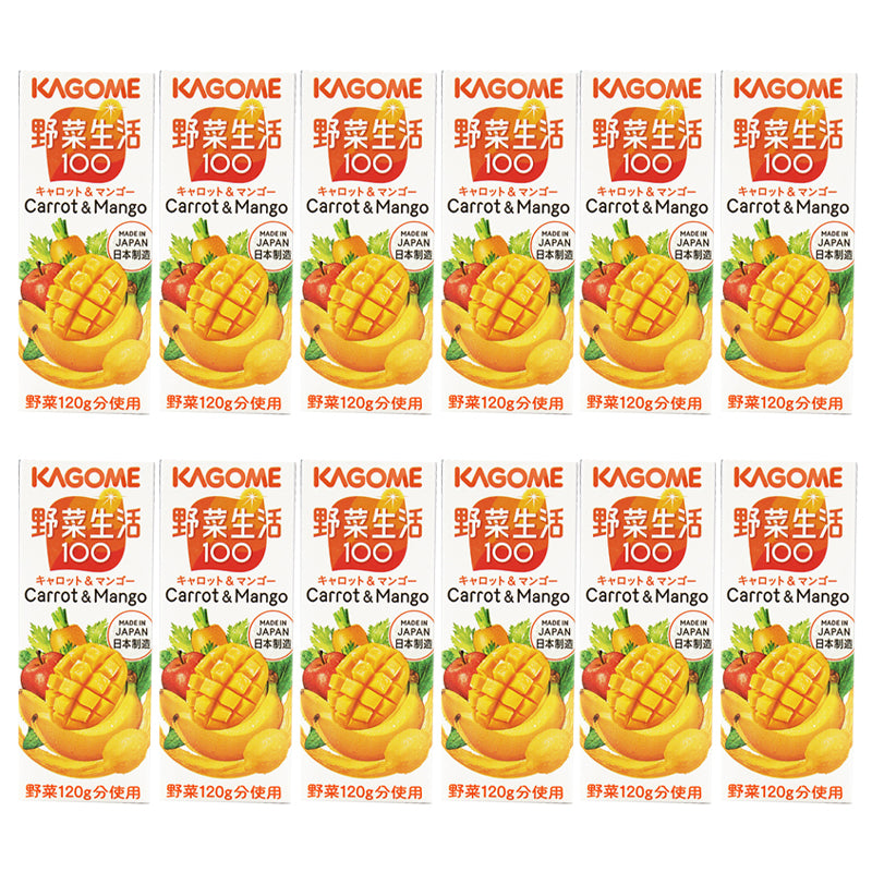 日本进口 kagome Mango 野菜生活蔬果汁 健康低卡 20种蔬菜6种水果 芒果整箱12瓶