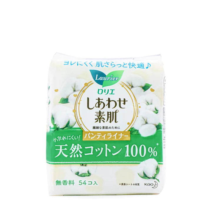 日本花王 乐而雅 百分百天然棉护垫  不含荧光粉 无增白剂 KAO Laurier Panty Liner Natural Cotton 54P