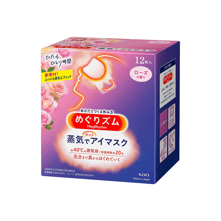 KAO 花王 MegRhythm Gentle Steam Warming Eye Mask Rose 12ct 蒸汽眼罩 玫瑰香